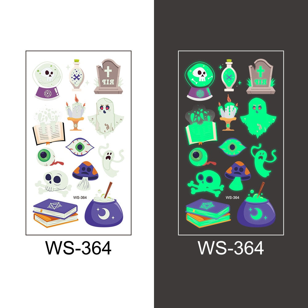 Halloween Decoration Luminous Tattoo Sticker Child Kid for Happy Birthday Party Decor Halloween Party Kids Favor Supplies