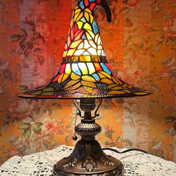 Halloween Witch Hat Lamp Resin Decor USB Plug Light Decoration