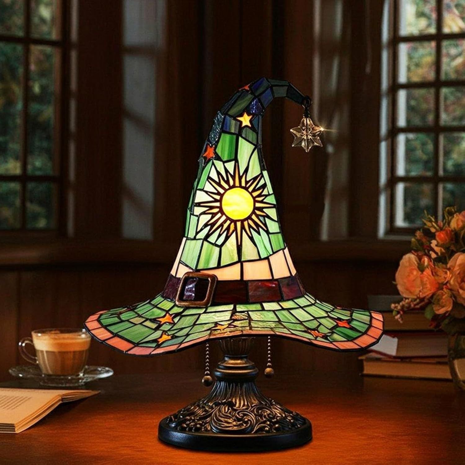 Halloween Witch Hat Lamp Resin Decor USB Plug Light Decoration