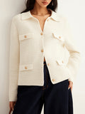 Fall Winter New Metal Button Casual Elegant Knitted Cardigan Sweater for Women