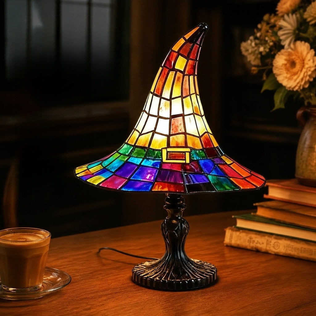 Halloween Witch Hat Lamp Resin Decor USB Plug Light Decoration