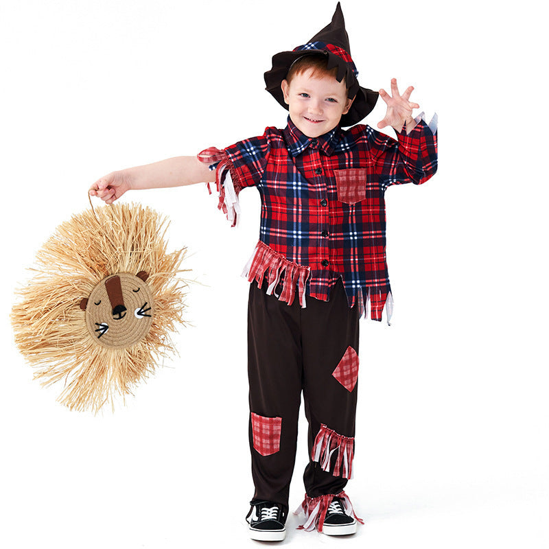 Halloween costumes, foreign trade children's clothing, children's scarecrow, boys' cosplay costumes, role-playing costumes, color grading
