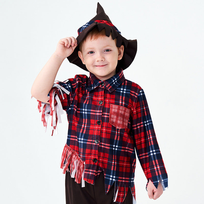 Halloween costumes, foreign trade children's clothing, children's scarecrow, boys' cosplay costumes, role-playing costumes, color grading