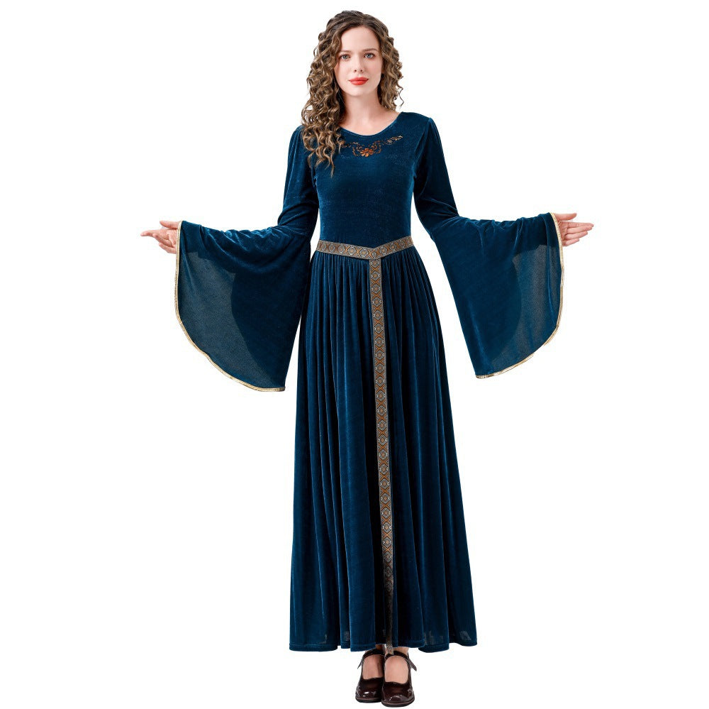 Renaissance costumes, women's Halloween costumes, long retro long dresses, flared sleeves