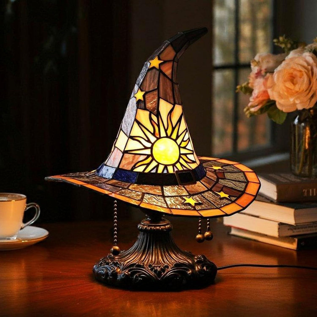 Halloween Witch Hat Lamp Resin Decor USB Plug Light Decoration