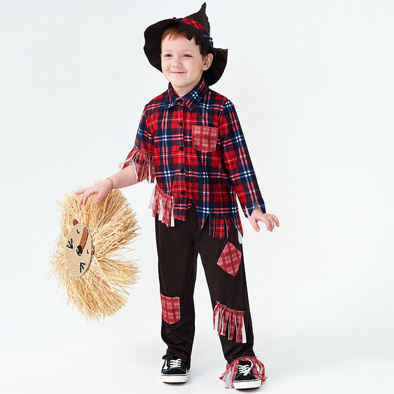Halloween costumes, foreign trade children's clothing, children's scarecrow, boys' cosplay costumes, role-playing costumes, color grading