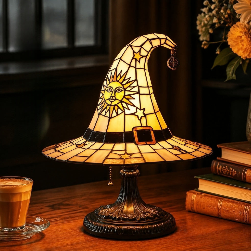Halloween Witch Hat Lamp Resin Decor USB Plug Light Decoration