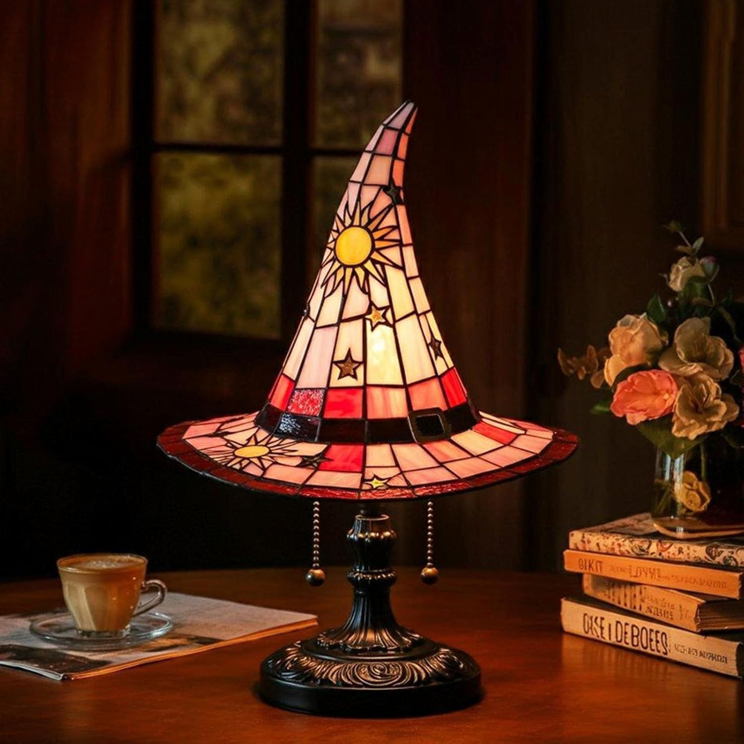 Halloween Witch Hat Lamp Resin Decor USB Plug Light Decoration