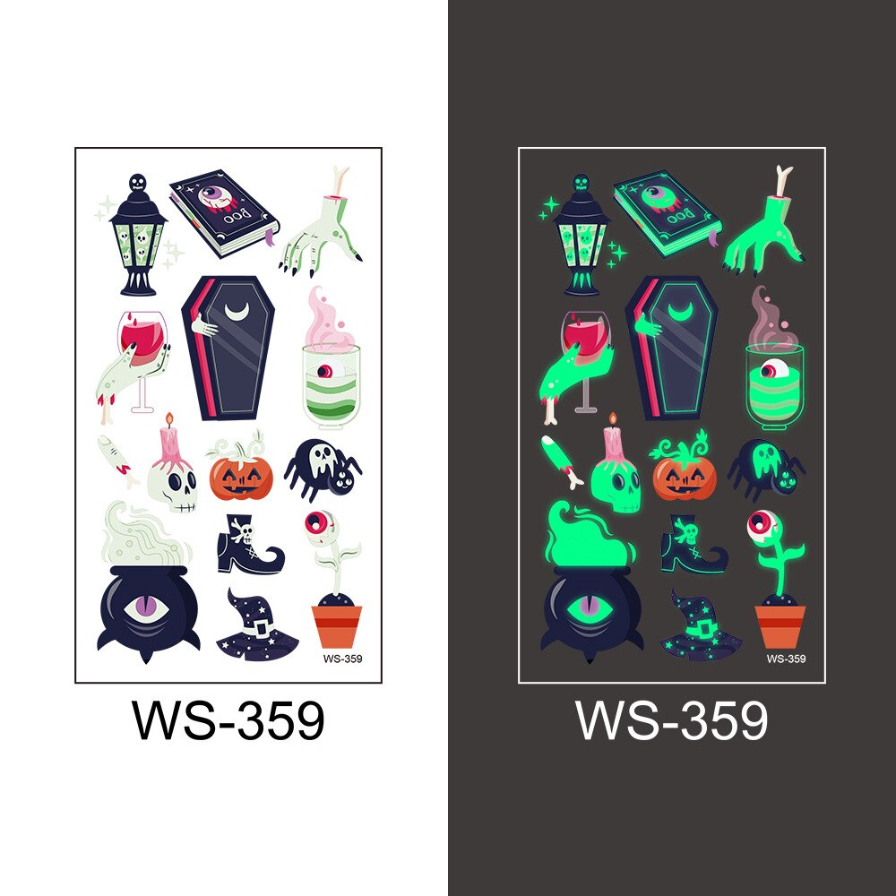 Halloween Decoration Luminous Tattoo Sticker Child Kid for Happy Birthday Party Decor Halloween Party Kids Favor Supplies