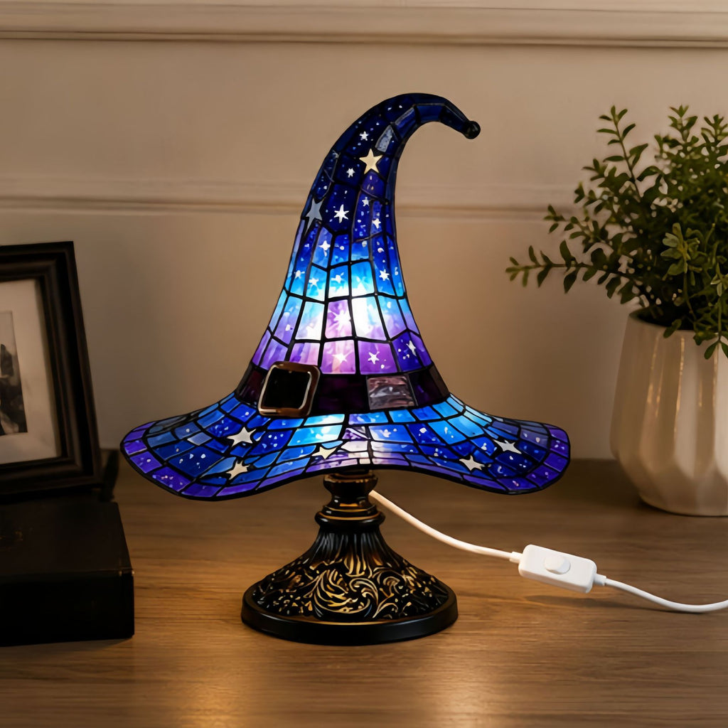 Halloween Witch Hat Lamp Resin Decor USB Plug Light Decoration