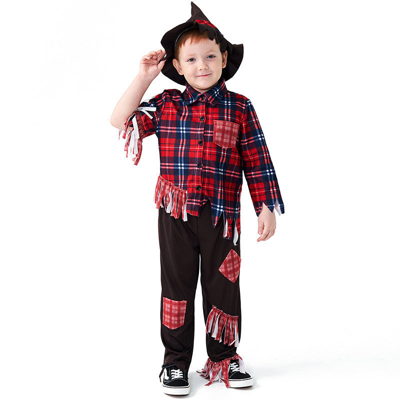Halloween costumes, foreign trade children's clothing, children's scarecrow, boys' cosplay costumes, role-playing costumes, color grading