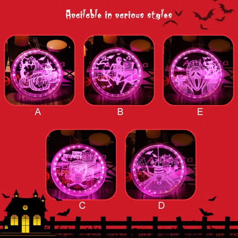 3D Halloween Hanging Lamp with Sucker Cup Window Light Decoration For Outdoor Indoor Halloween Party Decor Supplies