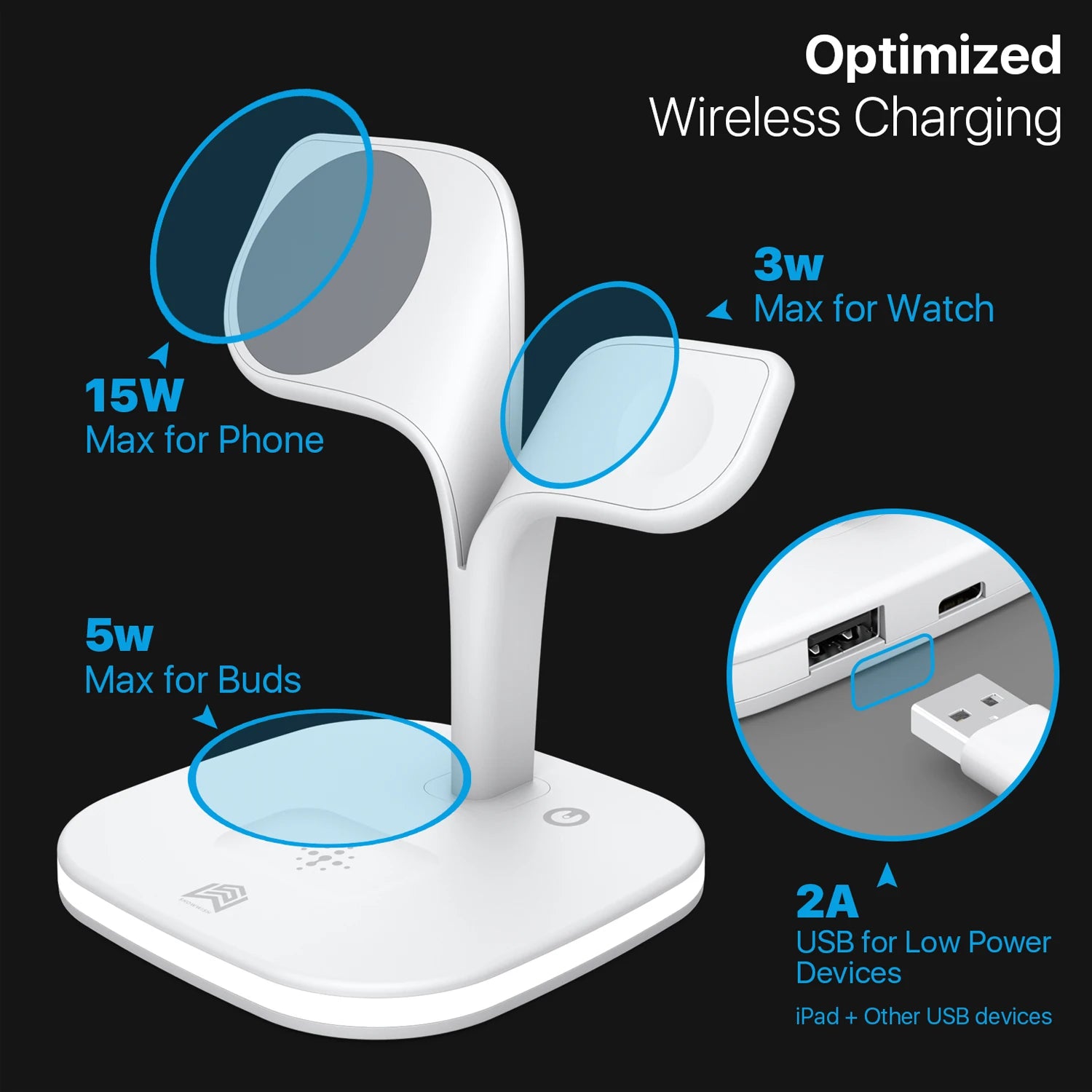 3 in 1 Fast Wireless Charging Station for Iphone 14 13 12 With Led Lamp Magnetic Wireless Charger