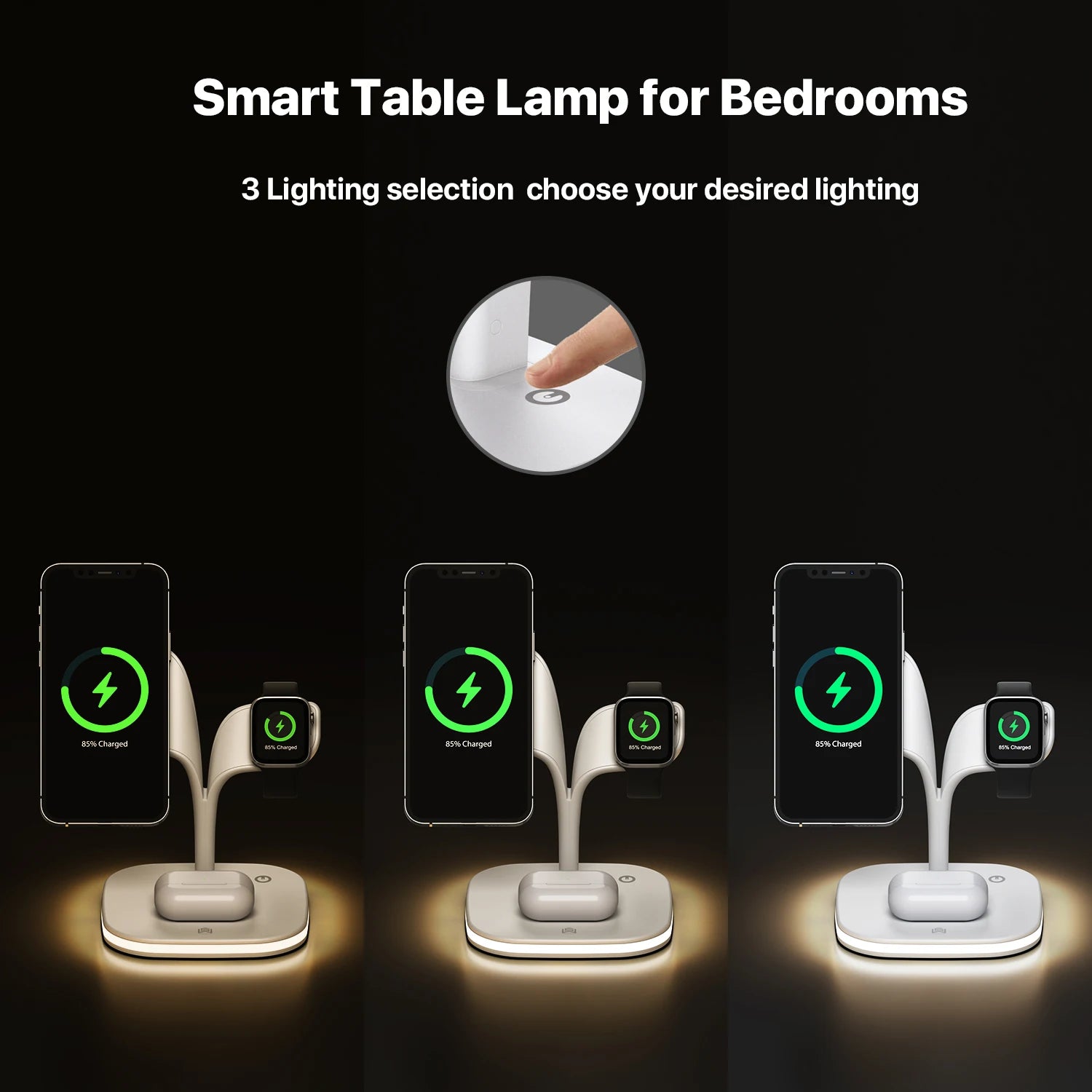 3 in 1 Fast Wireless Charging Station for Iphone 14 13 12 With Led Lamp Magnetic Wireless Charger