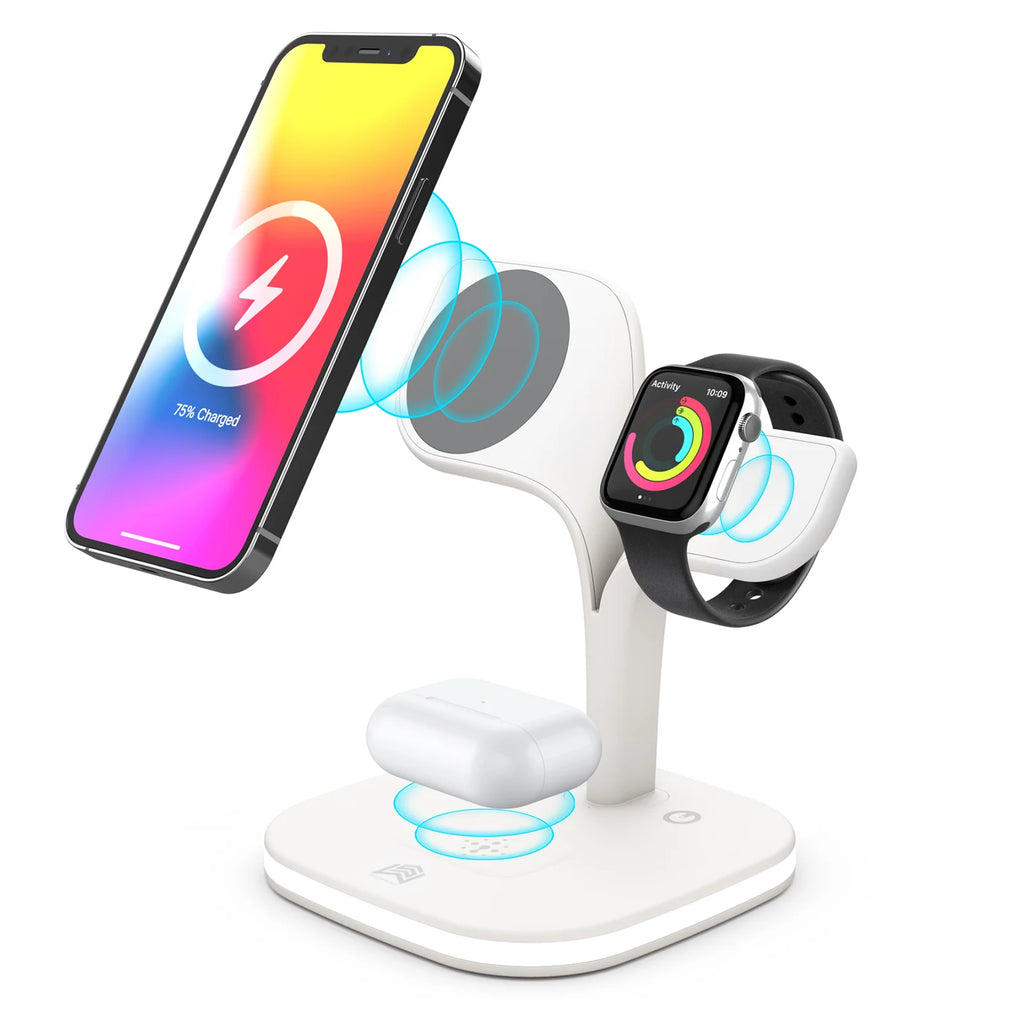 3 in 1 Fast Wireless Charging Station for Iphone 14 13 12 With Led Lamp Magnetic Wireless Charger