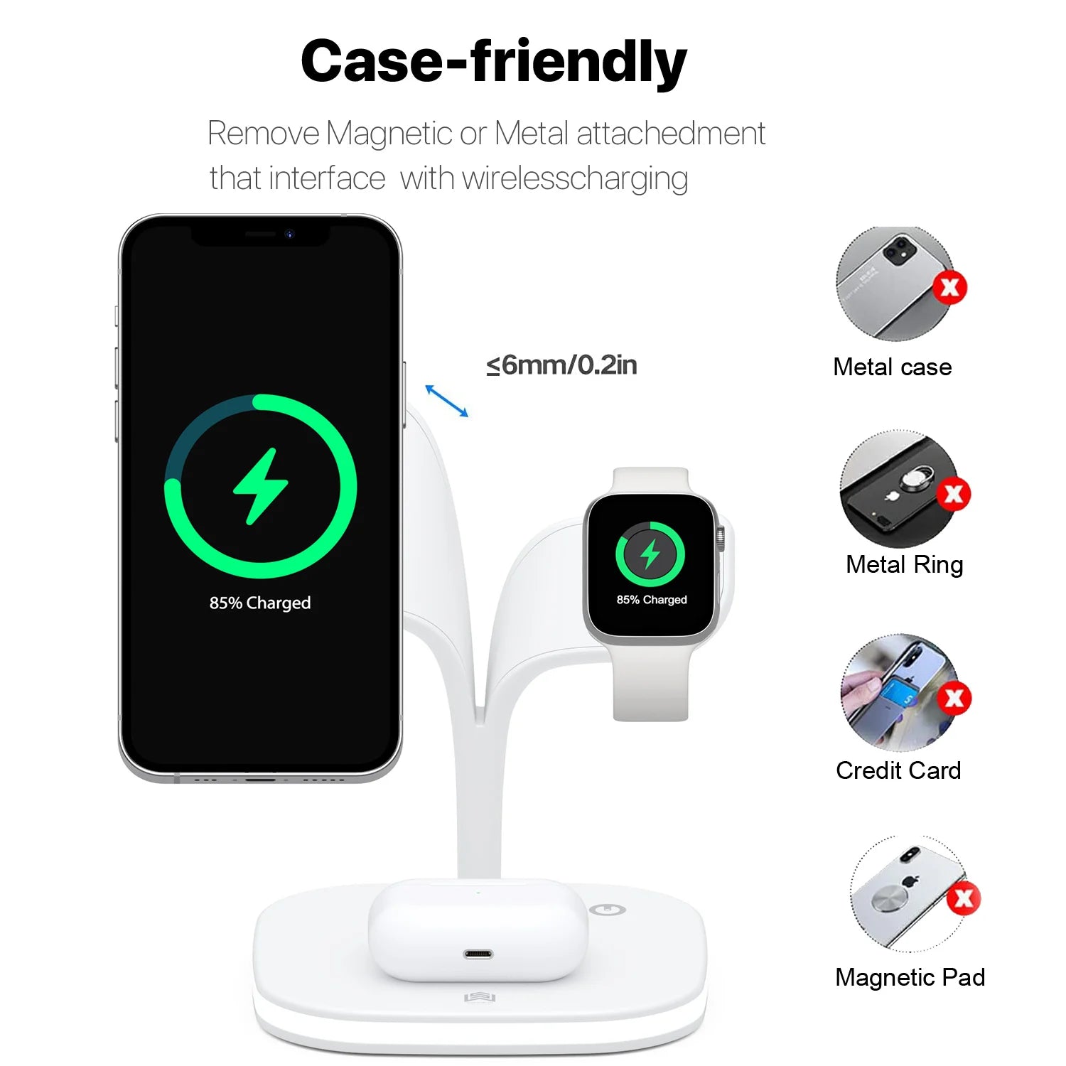 3 in 1 Fast Wireless Charging Station for Iphone 14 13 12 With Led Lamp Magnetic Wireless Charger