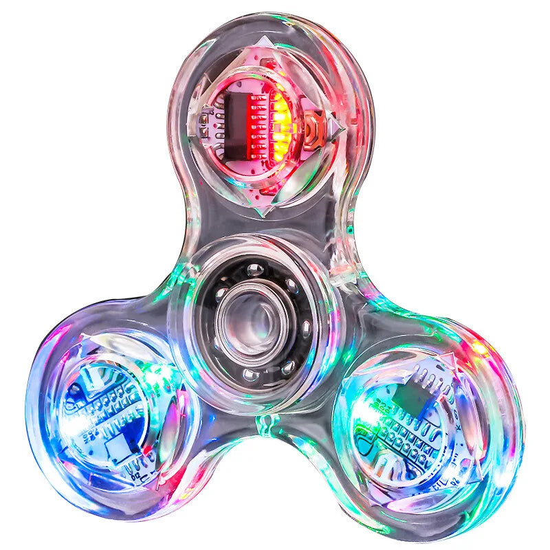 NEW Crystal Luminous LED light Fidget Spinner Hand Top Spinners Glow in Dark  Stress Relief Toys Kinetic Gyroscope for Children