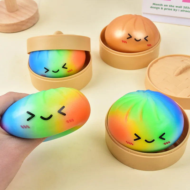 Hot Simulated Colorful Dumpling Squishy Toys Slow Rising Stress Relief Fidget Ball Soft Squeeze Decompression Toy