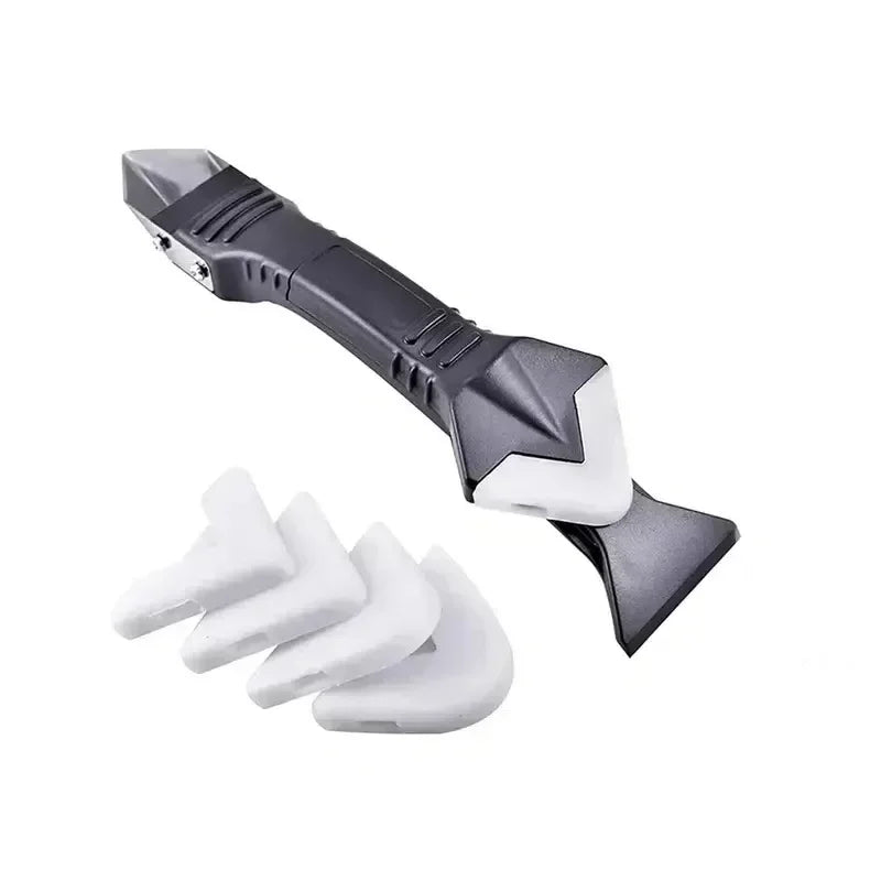 5 in 1 Metal Head Shovel Glue Tool Kit: Silicone Spatula, Caulk Remover, Grout Removal, Sealant Finishing and Corner Scrap