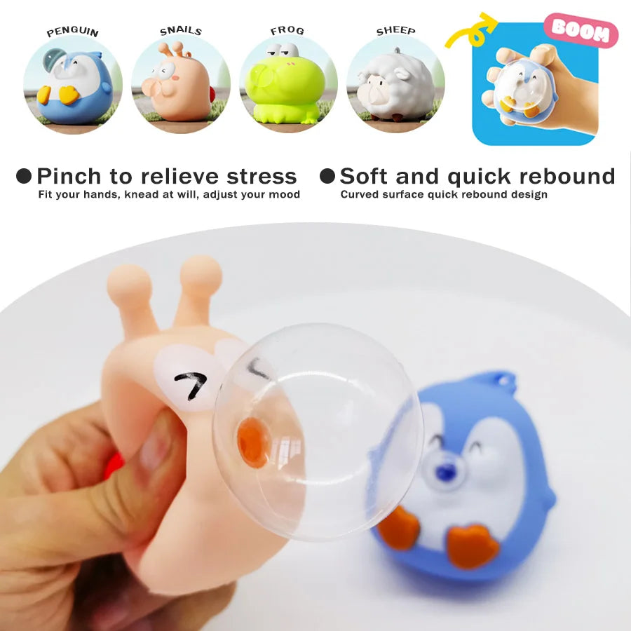 NEW Cute Animal Spitting Bubbles Squish Squeeze Toy, Anxiety Stress Relief Toys For Children and Adults, Birthday Christmas Gift