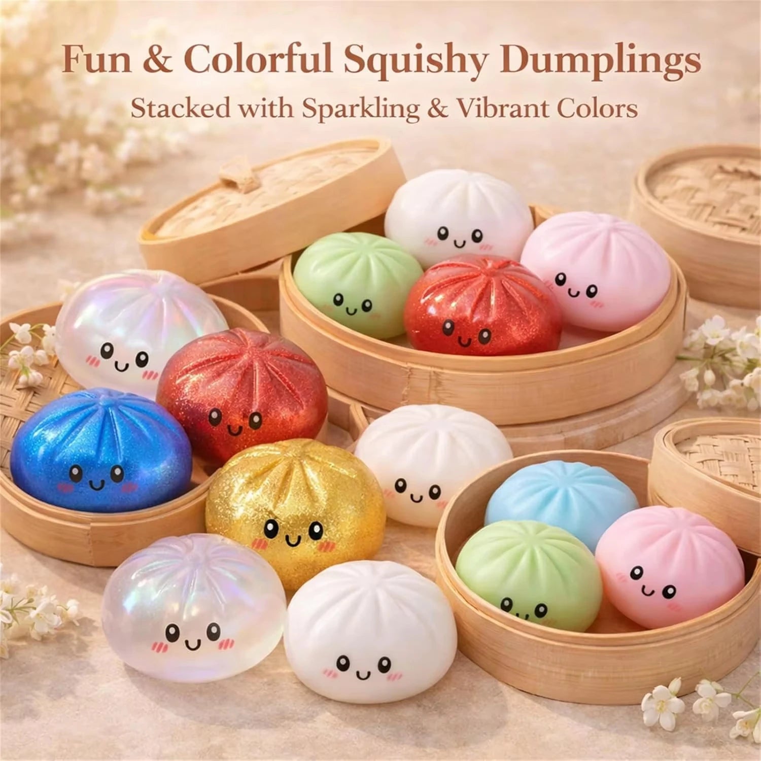 Dumpling Squishy Toys Colorful Steamed Stuffed Bun Squeeze Toy  Anti-stress Sensory Ball Super Soft Quick Recovery Birthday Gift