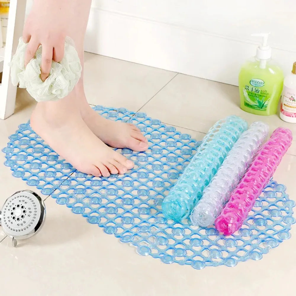 1pc PVC Anti-skid Bath Mats Rectangle Soft Shower Bathroom Massage Mat Suction Cup Non-slip Bath Carpet Large Size