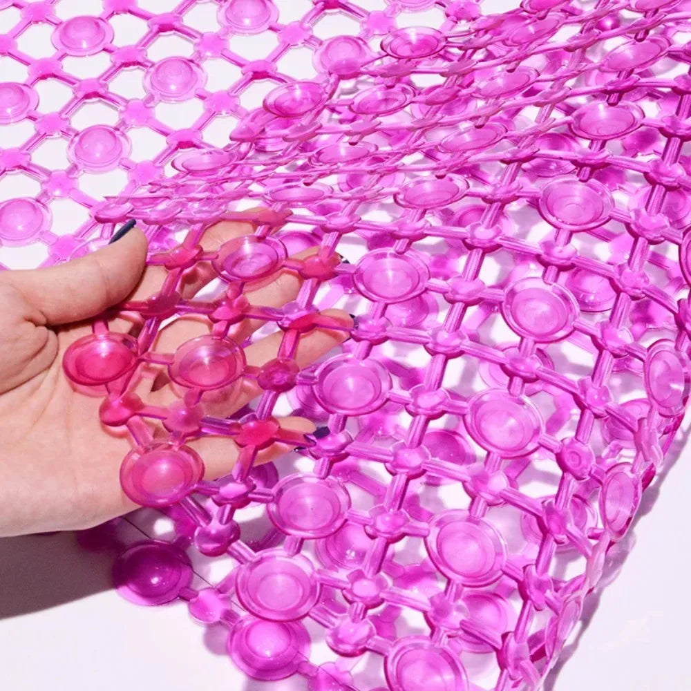 1pc PVC Anti-skid Bath Mats Rectangle Soft Shower Bathroom Massage Mat Suction Cup Non-slip Bath Carpet Large Size