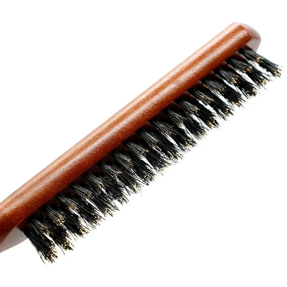 Boar Bristle Hair Brush – Anti-Static Scalp Massage Paddle Brush, Professional Stylist Tool for Teas Tool, Imitation Wood Handle