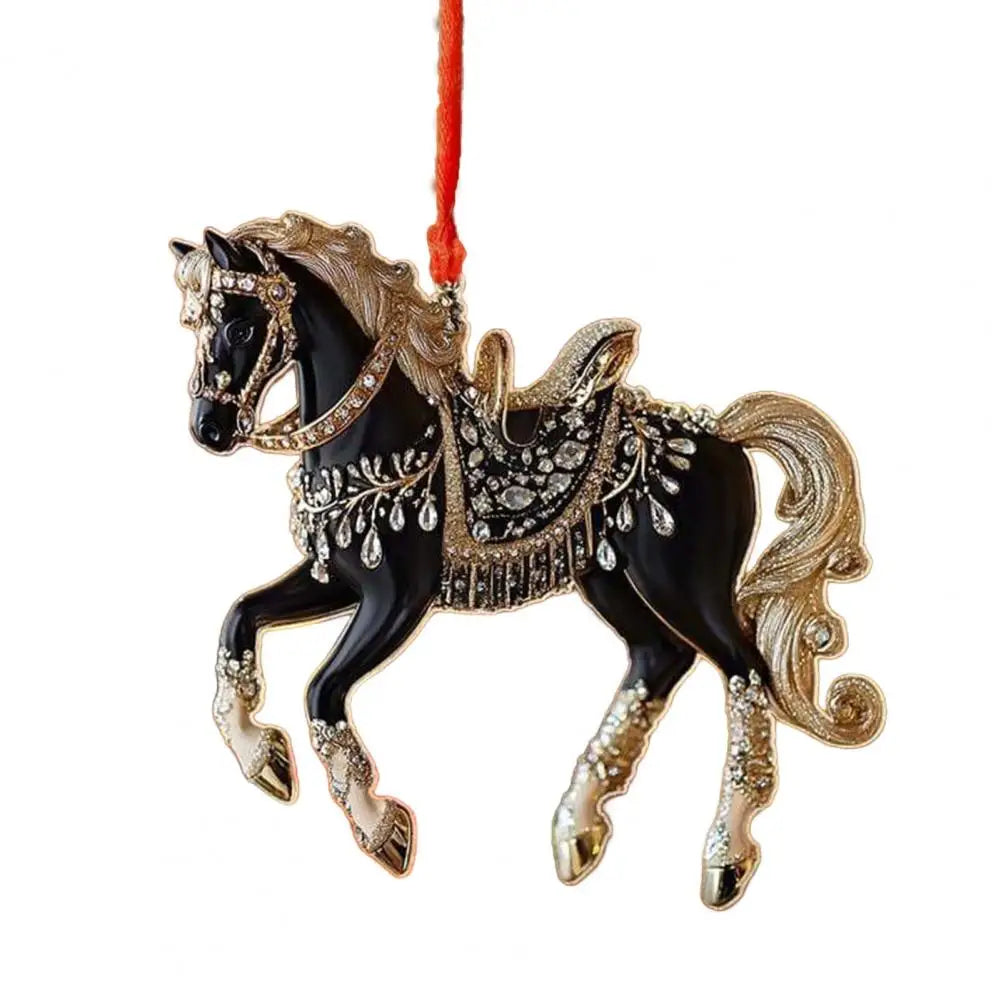 Car Rearview Mirror Pendant Acrylic Horse Car Charm Christmas Tree Ornament Personalized Hanging Ornament Cute Car Accessories