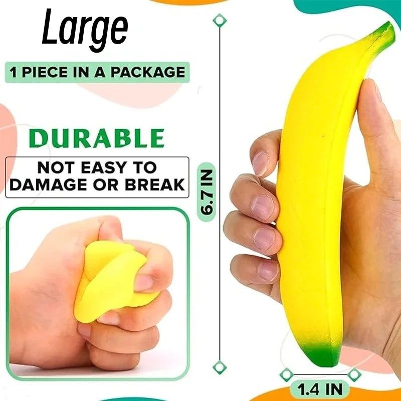 Fake Banana Squishy Toys Soft Lightweight & Durable PU Foam Fruit Squeeze Toy Fun & Relaxing with Realistic Look Funny Prop