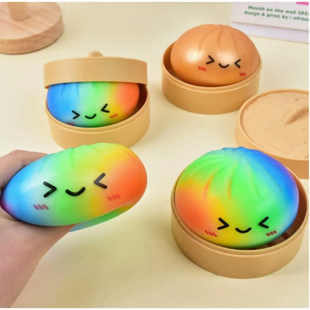 Simulated Colorful Dumpling Squishy Toys Slow Rising Stress Relief Fidget Ball, Soft Squeeze Decompression Toy for Adults & Kids