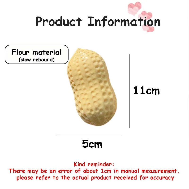 Soft Peanut Shaped Squishy Toys Slow Rising Stress Relief Toys Simulation Food Peanut Anxiety Relief Fidget Toy For Adults Gifts