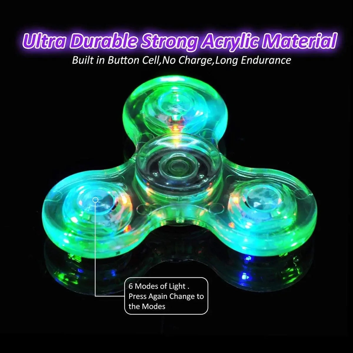 NEW Crystal Luminous LED light Fidget Spinner Hand Top Spinners Glow in Dark  Stress Relief Toys Kinetic Gyroscope for Children