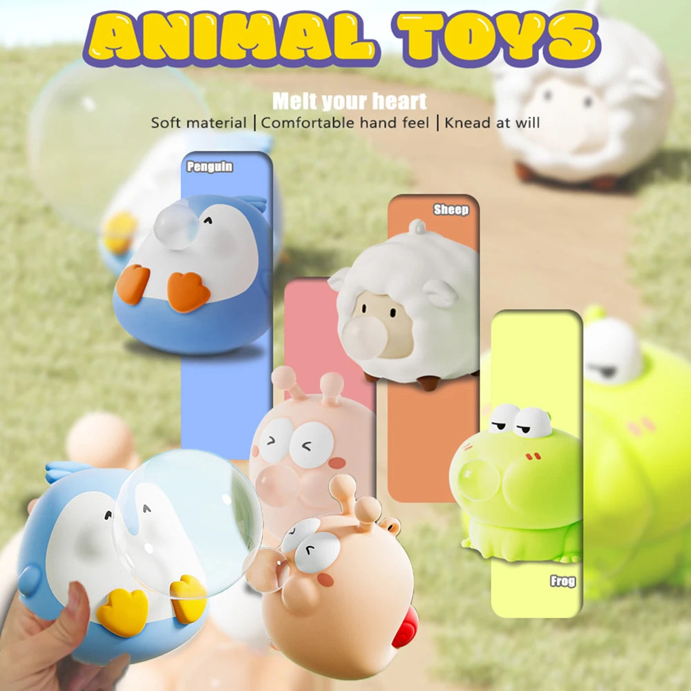 NEW Cute Animal Spitting Bubbles Squish Squeeze Toy, Anxiety Stress Relief Toys For Children and Adults, Birthday Christmas Gift