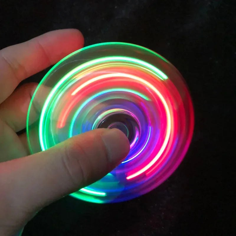 NEW Crystal Luminous LED light Fidget Spinner Hand Top Spinners Glow in Dark  Stress Relief Toys Kinetic Gyroscope for Children
