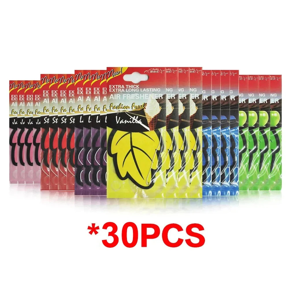 6PCS Car Air Freshener Natural Scented Tea Paper Auto Hanging Vanilla Perfume Fragrance Leaf Shape Car Accessories Interior