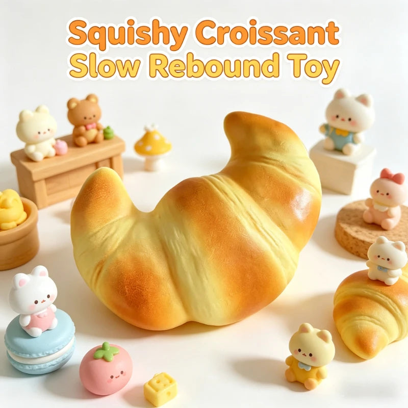 Squishy Croissant Squeeze Slow Rising Sticky Stress Relief Toy Super Soft Fake Food Creative Simulation Bread Anti-anxiety Toys