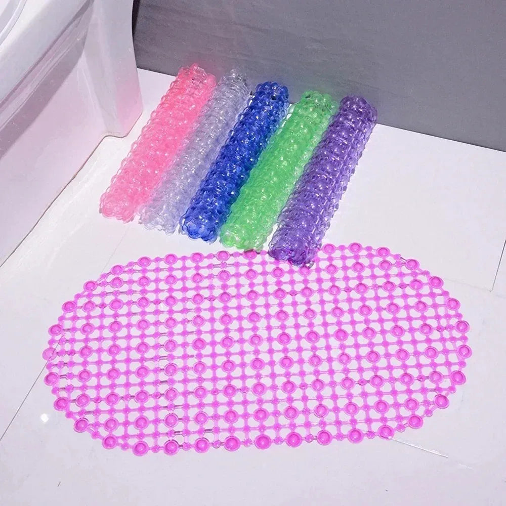 1pc PVC Anti-skid Bath Mats Rectangle Soft Shower Bathroom Massage Mat Suction Cup Non-slip Bath Carpet Large Size