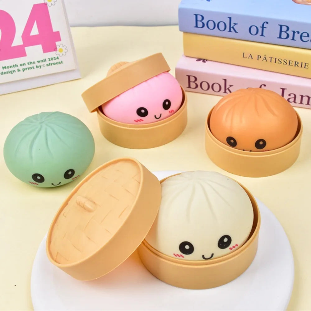Simulated Colorful Dumpling Squishy Toys Slow Rising Stress Relief Fidget Ball, Soft Squeeze Decompression Toy for Adults & Kids