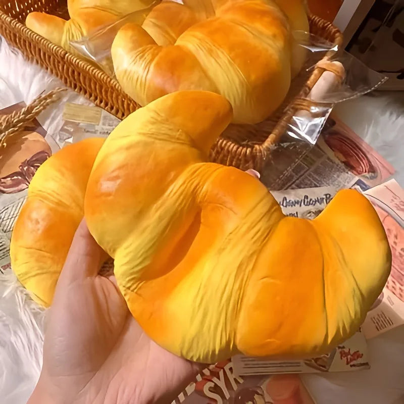 Squishy Croissant Squeeze Slow Rising Sticky Stress Relief Toy Super Soft Fake Food Creative Simulation Bread Anti-anxiety Toys