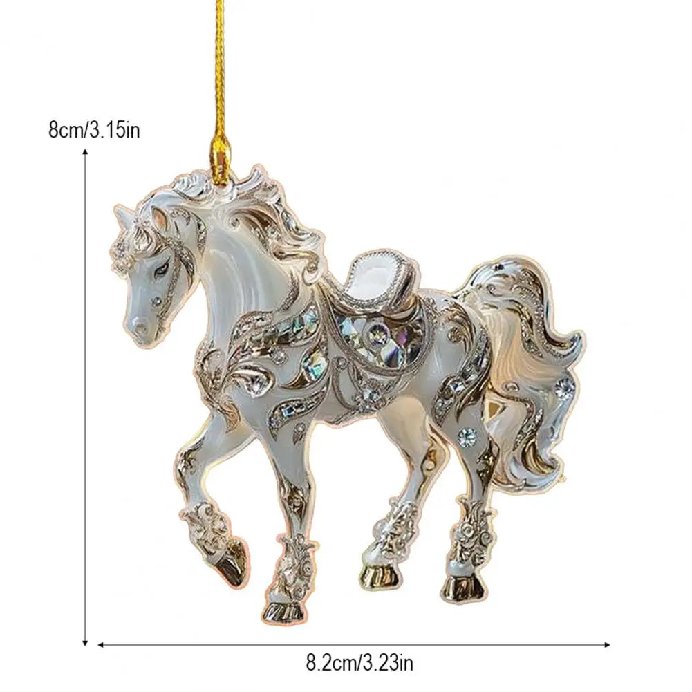 Car Rearview Mirror Pendant Acrylic Horse Car Charm Christmas Tree Ornament Personalized Hanging Ornament Cute Car Accessories