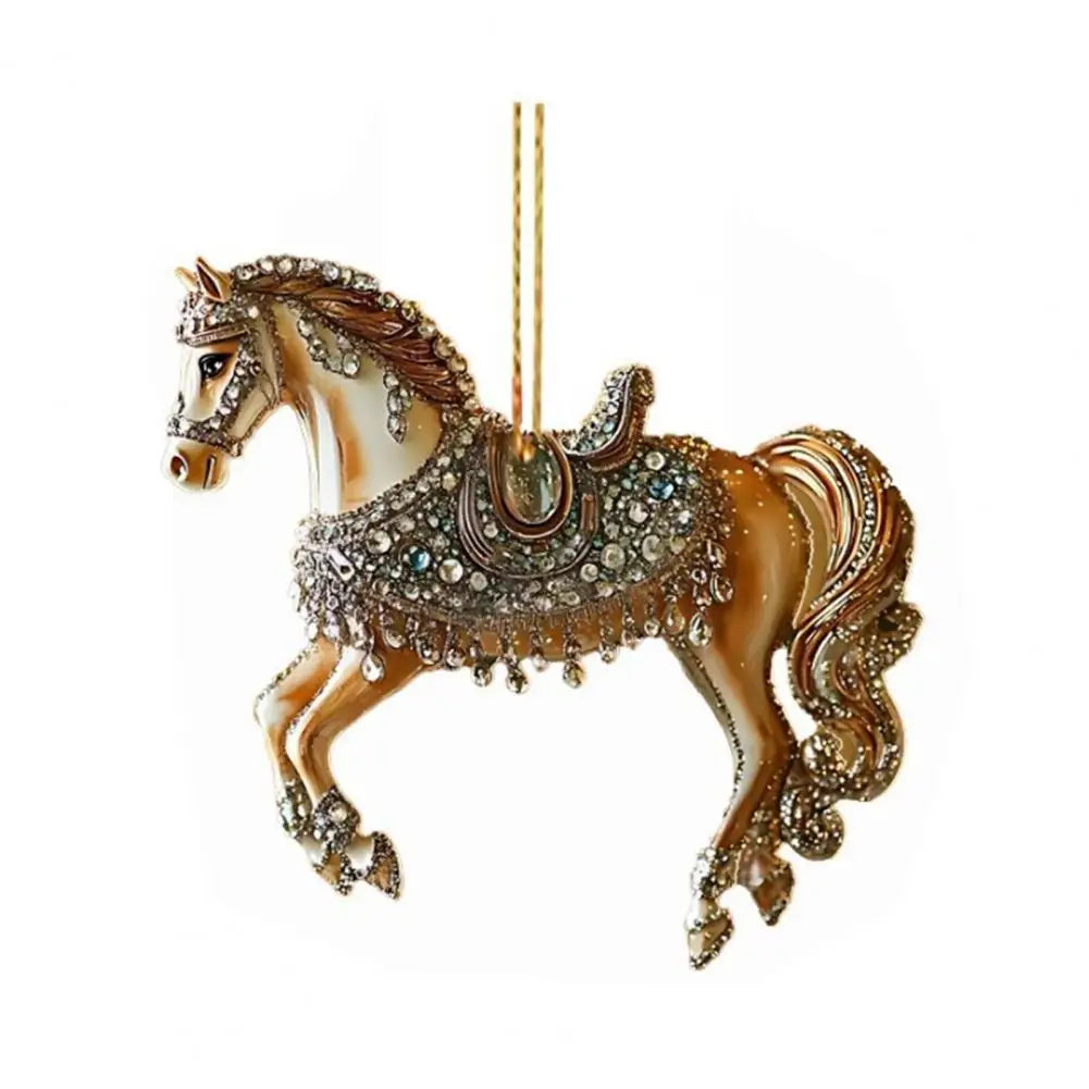 Car Rearview Mirror Pendant Acrylic Horse Car Charm Christmas Tree Ornament Personalized Hanging Ornament Cute Car Accessories