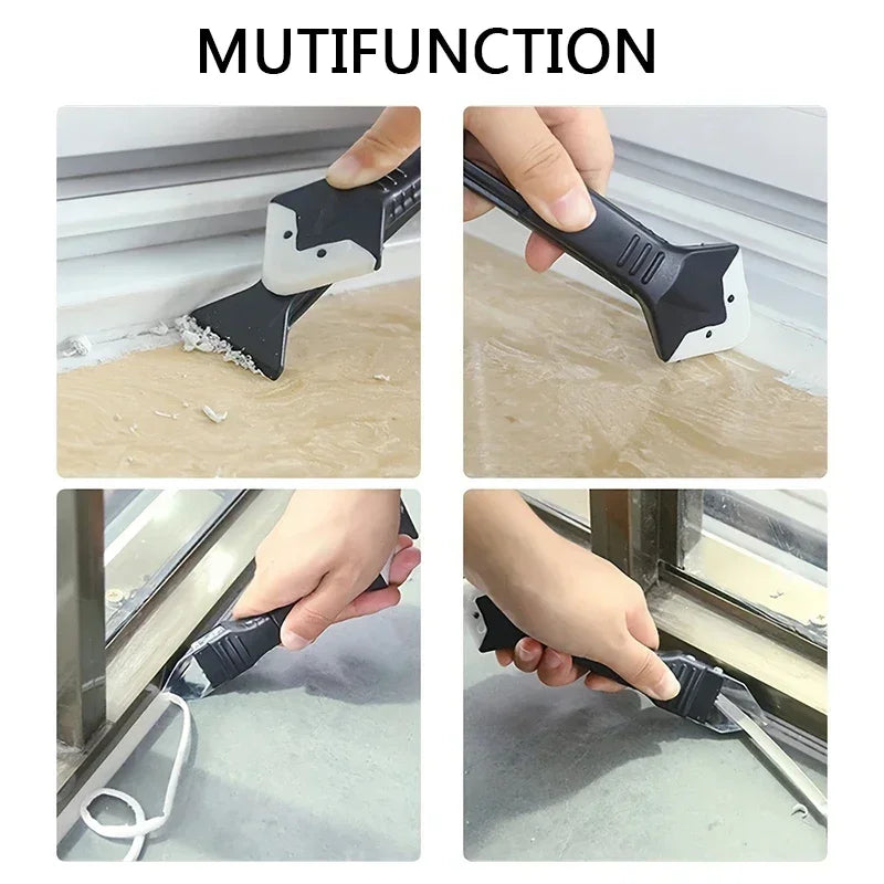 5 in 1 Metal Head Shovel Glue Tool Kit: Silicone Spatula, Caulk Remover, Grout Removal, Sealant Finishing and Corner Scrap
