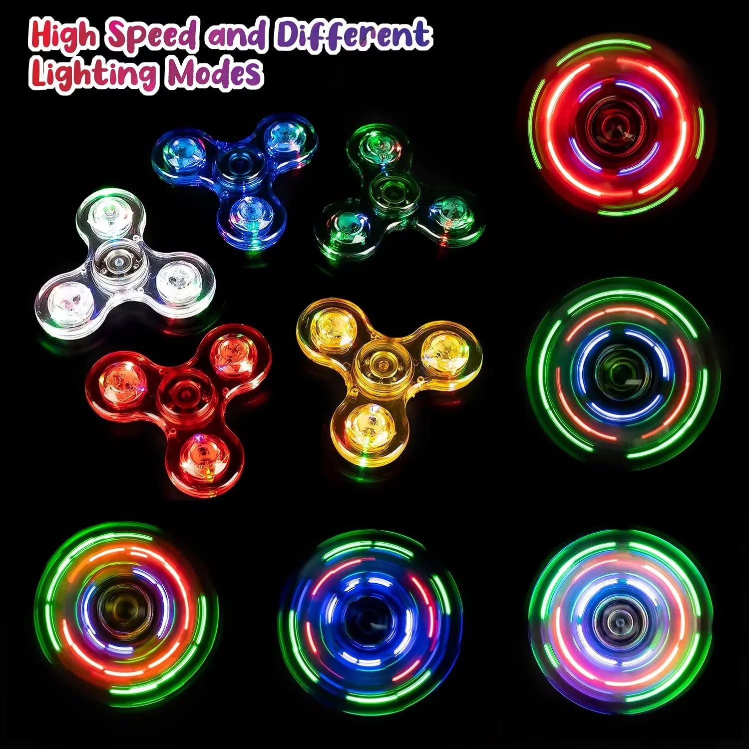 NEW Crystal Luminous LED light Fidget Spinner Hand Top Spinners Glow in Dark  Stress Relief Toys Kinetic Gyroscope for Children