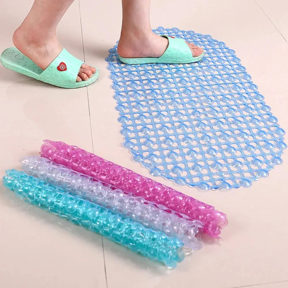 1pc PVC Anti-skid Bath Mats Rectangle Soft Shower Bathroom Massage Mat Suction Cup Non-slip Bath Carpet Large Size