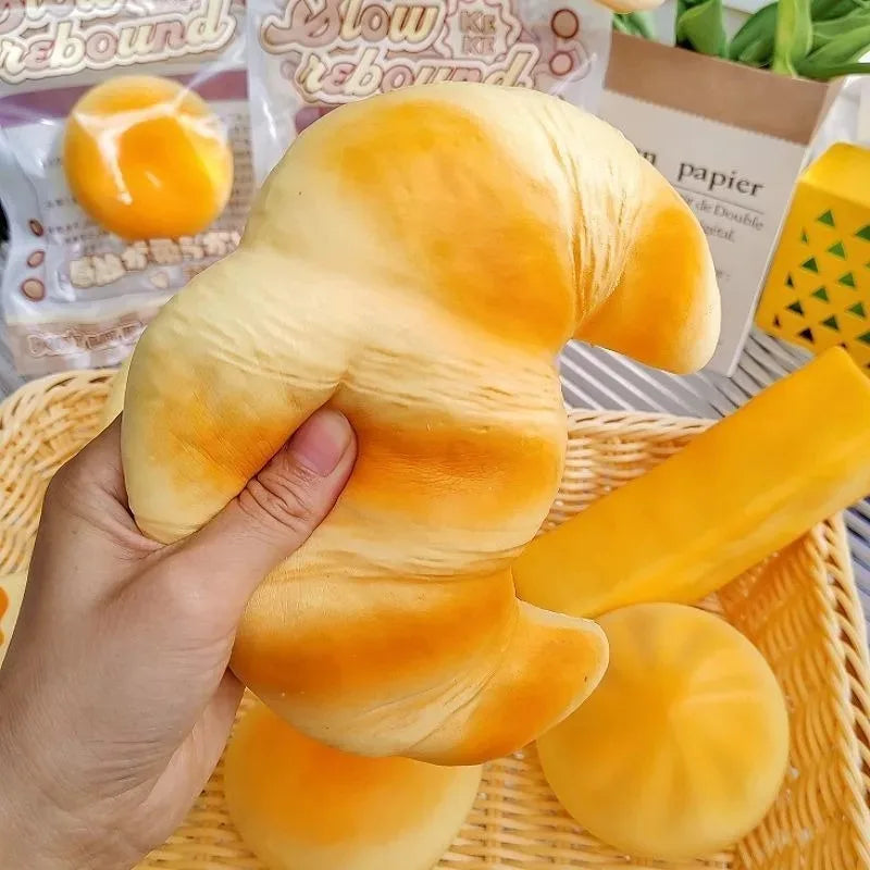 Squishy Croissant Squeeze Slow Rising Sticky Stress Relief Toy Super Soft Fake Food Creative Simulation Bread Anti-anxiety Toys