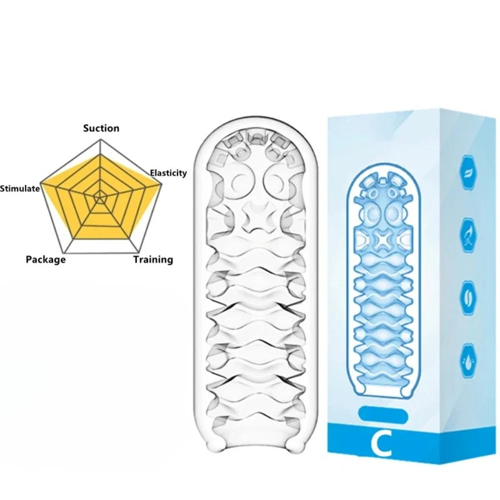 Transparent Male Masturbate Cup Penis Sex Toys for Men Endurance Exercise Soft Pussy Aircraft Cup Artificial Vagina Cock Sleeve