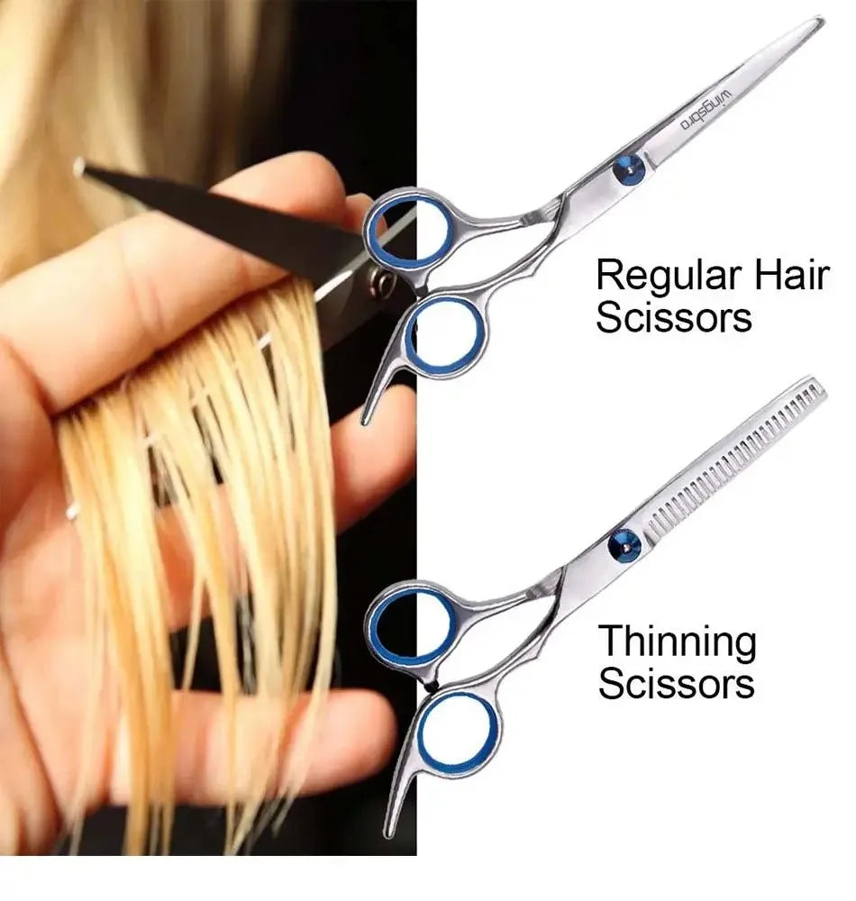 6.0'' Professional Hair Scissors Set Hairdressing Cutting Thinning Combs Haircut Shears Barbers Razor Stainless Steel