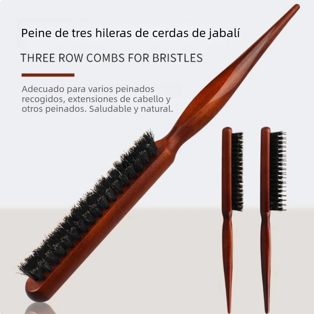 Boar Bristle Hair Brush – Anti-Static Scalp Massage Paddle Brush, Professional Stylist Tool for Teas Tool, Imitation Wood Handle