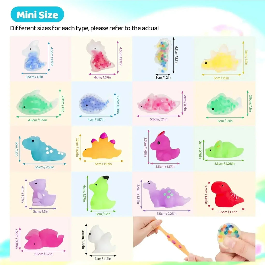 Squishy Fidget Toys for Kids Mochi Squishy Toys Bulk Party Squeeze Balls with Water Beads Dinosaur Sea Animals Stress Relief Toy